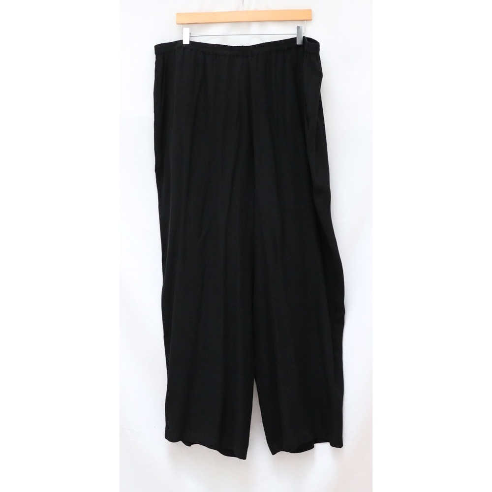 NWT Dressori Relaxed Leg Wide Pants 3X Black Toni Plus size New Silk Textured